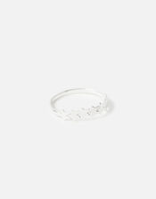 Sterling Silver Star Band Ring, Silver (ST SILVER), large