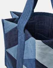 Patchwork Denim Shopper Bag, , large