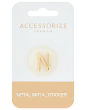 Metallic Initial Sticker - N, , large