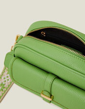 Webbing Strap Crossbody Bag, Green (GREEN), large