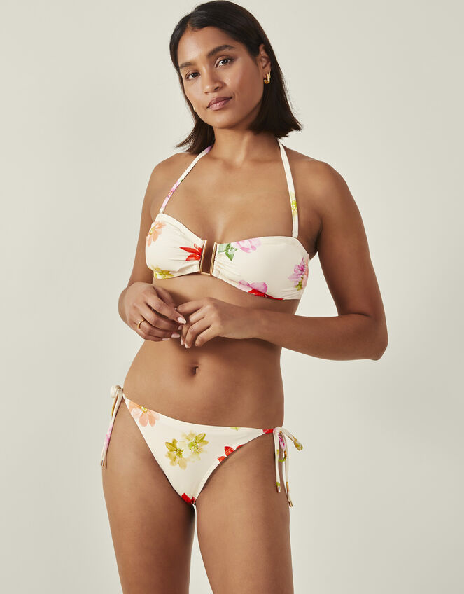 Floral U-Bend Bikini Top, Ivory (IVORY), large