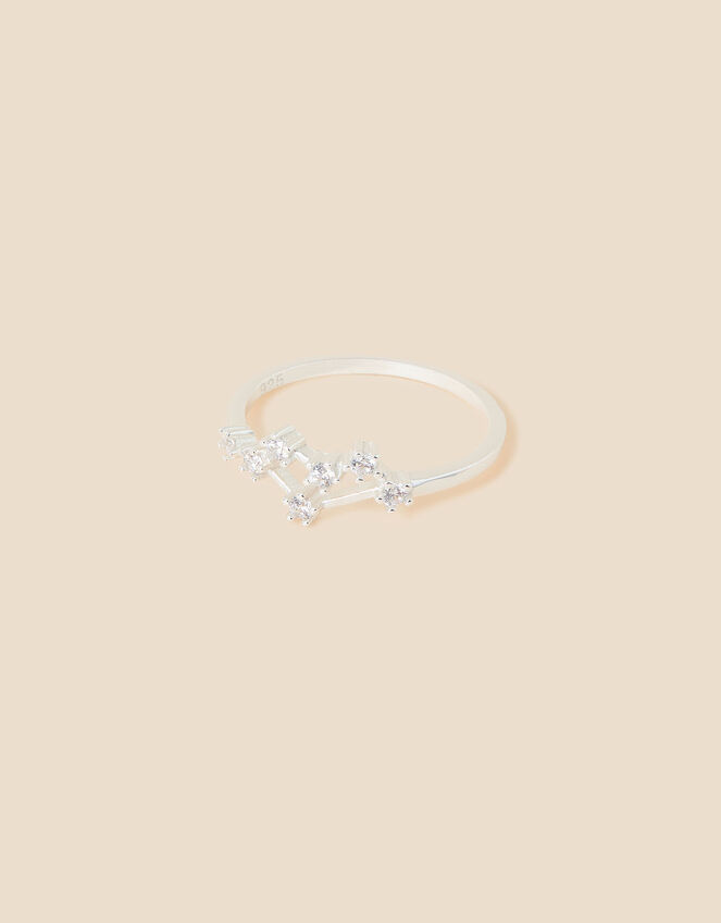 Recycled Sterling Silver Sparkly Constellation Gemini Ring, White (ST CRYSTAL), large