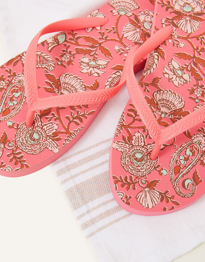 Ornamental Print Flip Flops, Pink (PINK), large