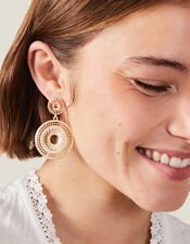 Filigree Disc Drop Earrings, Gold (GOLD), large