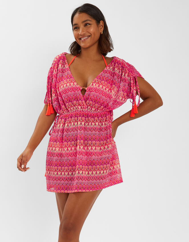 Crochet Mini Kaftan, Multi (BRIGHTS MULTI), large