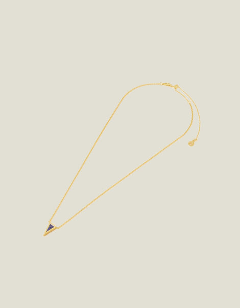 14ct Gold-Plated Lapis Triangle Pendant Necklace, , large