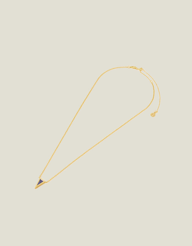 14ct Gold-Plated Lapis Triangle Pendant Necklace, , large