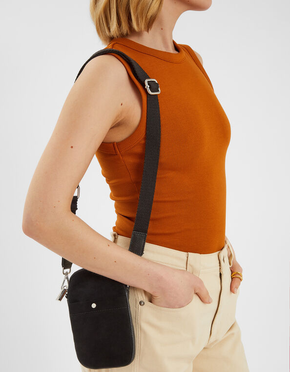 Leather Phone Cross-Body Bag, , large