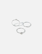 Platinum-Plated Celestial Ring Set of Three, Silver (SILVER), large
