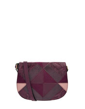 Polly Patchwork Cross-Body Bag, Red (BURGUNDY), large