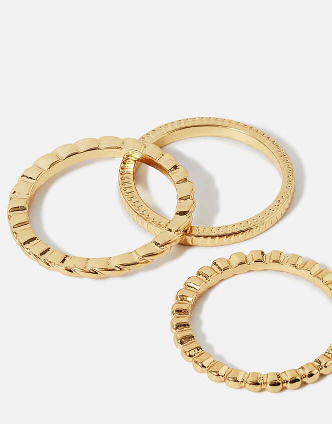 Twist Band Rings Set of Three, Gold (GOLD), large