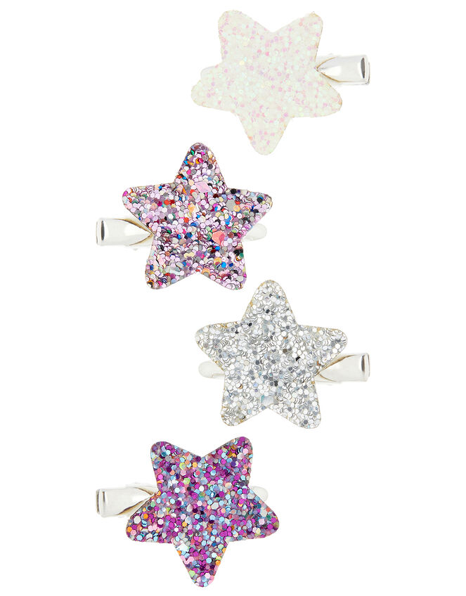 Glitter Star Hair Clip Set, , large