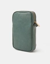 Faux Leather Crossbody Phone Bag, Teal (TEAL), large