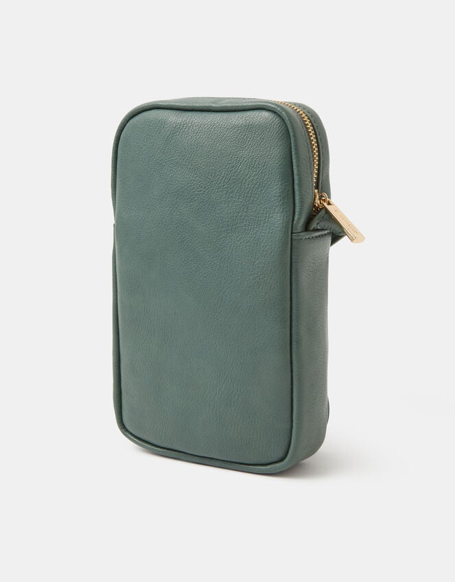 Faux Leather Crossbody Phone Bag, Teal (TEAL), large