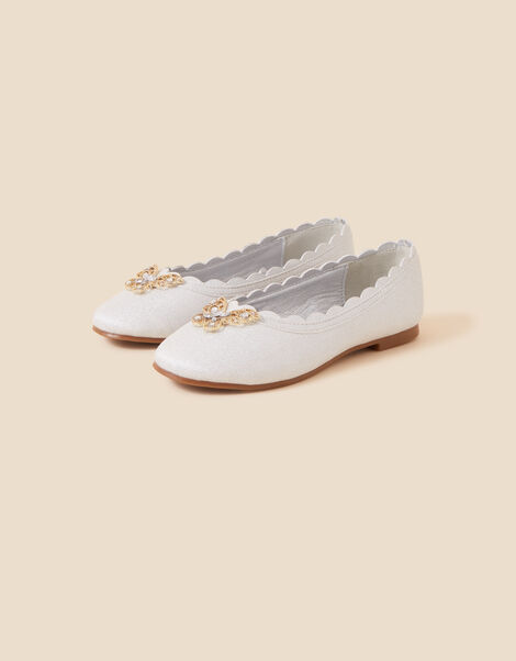 Butterfly Scallop Ballerina Flats Ivory, Ivory (IVORY), large