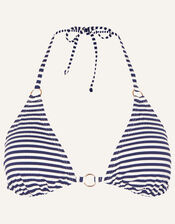 Stripe Triangle Bikini Top, Blue (NAVY), large