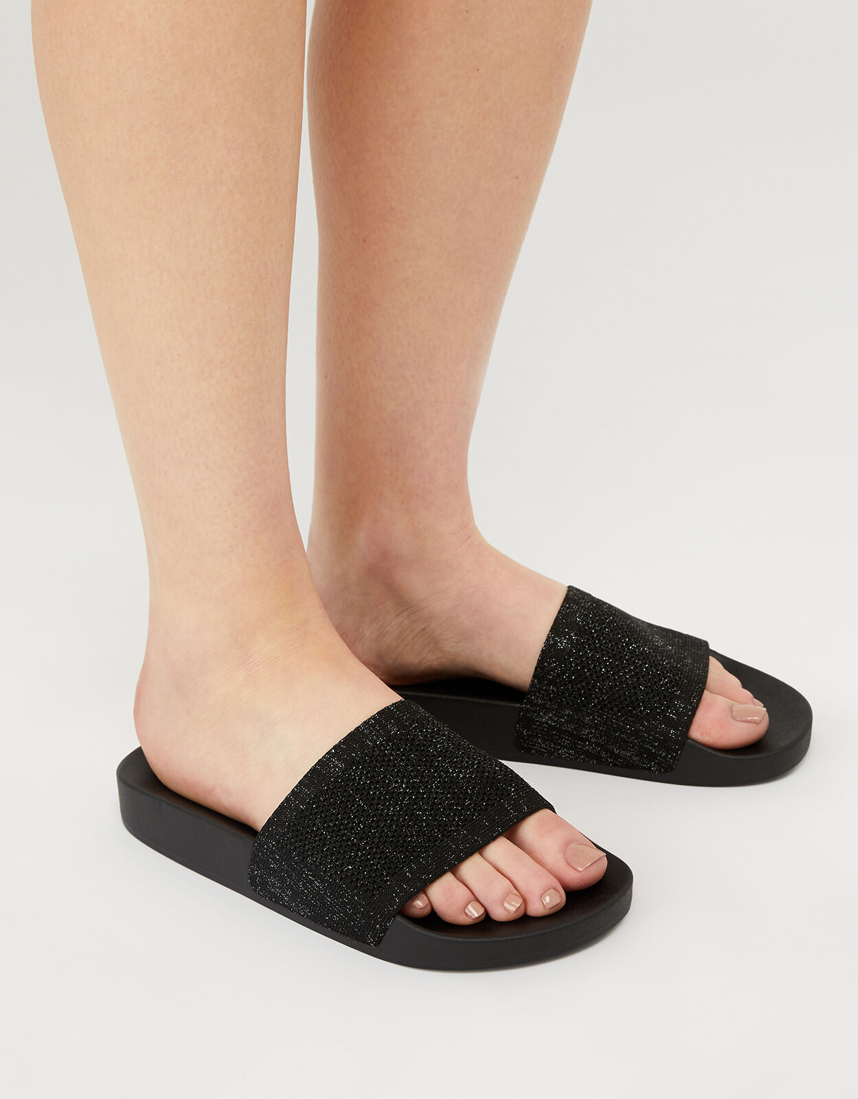 Black best sale glitter sliders