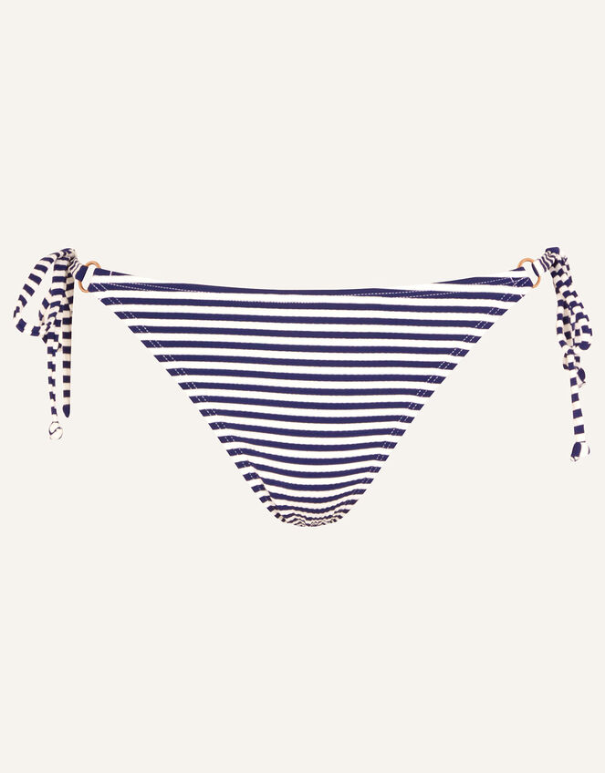 Ring Detail Stripe Bikini Bottoms , Blue (NAVY), large