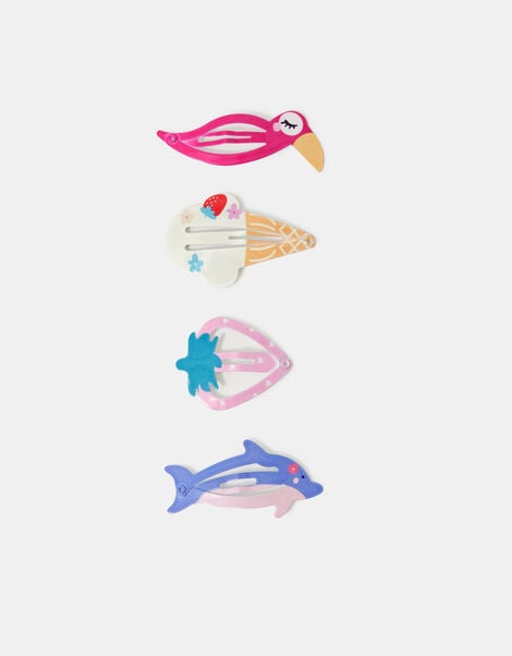 4-Pack Girls Summer Hair Clips, , large