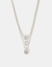3-Pack Bezel Crystal Pendant Necklaces, Silver (SILVER), large