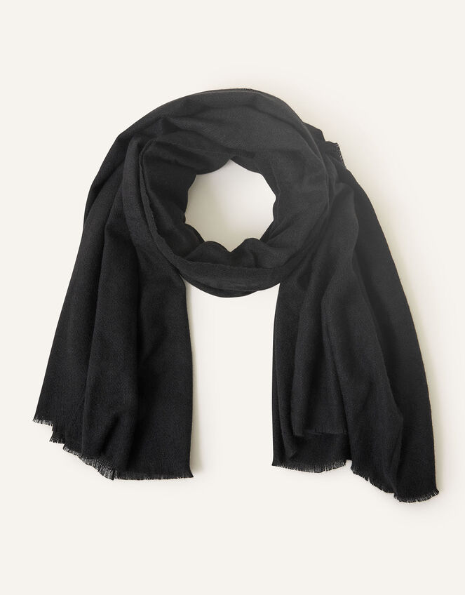 Plain Super-Soft Blanket Scarf Black, , large