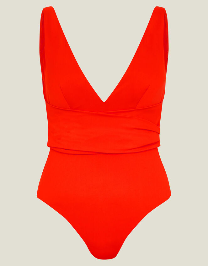 Plunge Shaping Swimsuit, Orange (CORAL), large