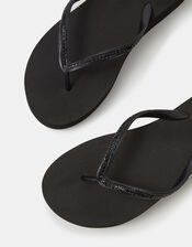 Embellished Wedge Flip Flops, Black (BLACK), large