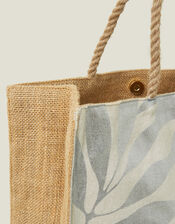 Metallic Leaf Print Shopper Bag, , large