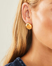14ct Gold-Plated Stainless Steel Button Earrings, , large
