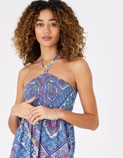 Kerala Scarf Print Bandeau Dress, Blue (BLUE), large
