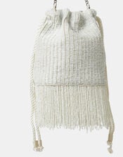 Bridal Bead Fringe Bucket Bag, , large