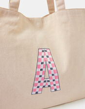 Initial Embroidered Tote Bag, Pink (PINK), large