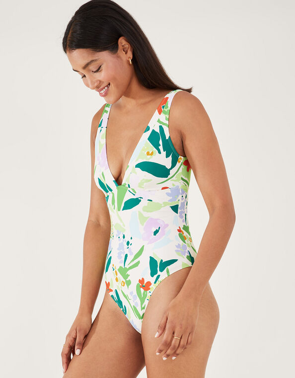 Lexi Abstract Floral Plunge Shaping Swimsuit Multi, Multi (BRIGHTS-MULTI), large