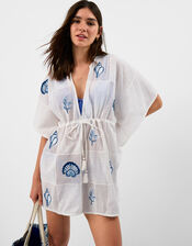 Shell Patchwork Mini Kaftan, Ivory (IVORY), large