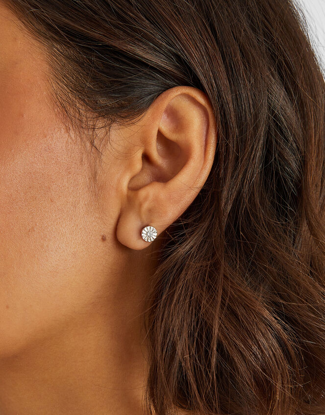 5-Pack Sterling Silver-Plated Stone Stud & Hoop Earrings, , large