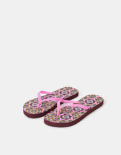 Tile Print Flip Flops, Natural (NATURAL), large