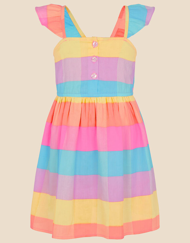 Frill Sleeve Check Dress, Multi (BRIGHTS-MULTI), large