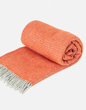 Tweedmill Tassel Throw in Pure Wool, Orange (ORANGE), large