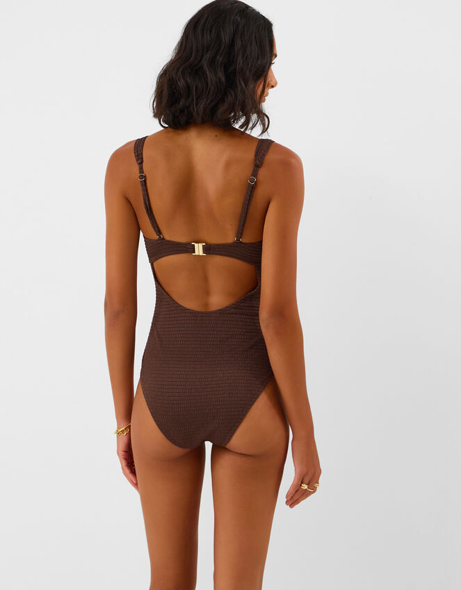 U Bar Textured Swimsuit, Brown (CHOCOLATE), large