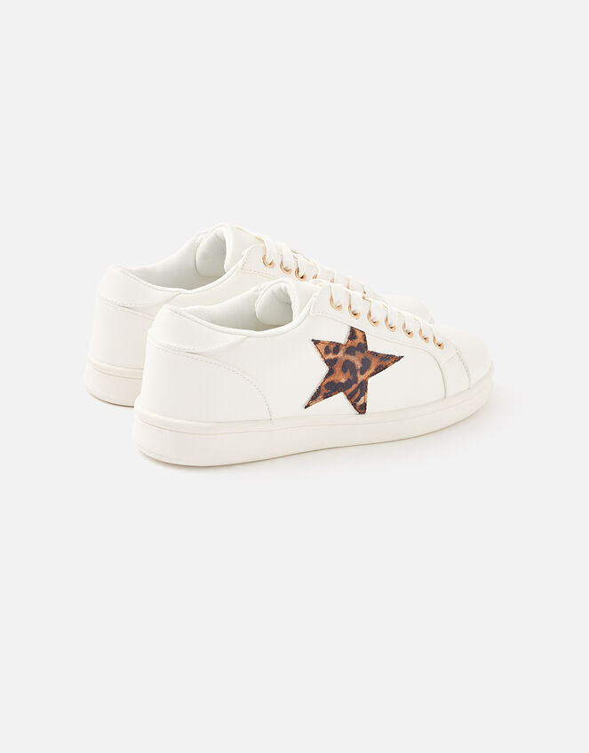 Leopard Star Trainers, White (WHITE), large