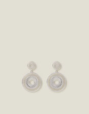 Filigree Disc Drop Earrings, Silver (SILVER), large