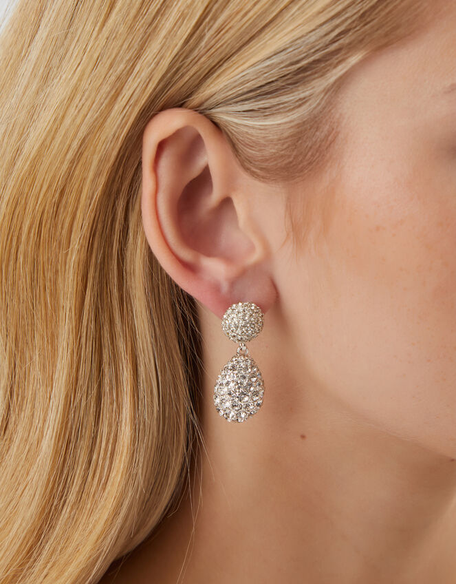 Double Drop Diamanté Earrings, , large