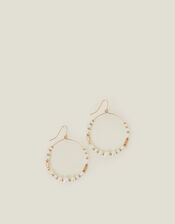Large Pearl Beaded Hoop Earrings, , large