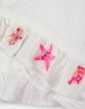 Sea Life Embroidered Shorts, White (WHITE), large