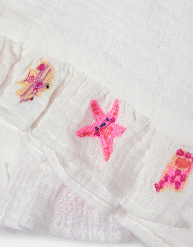 Sea Life Embroidered Shorts, White (WHITE), large