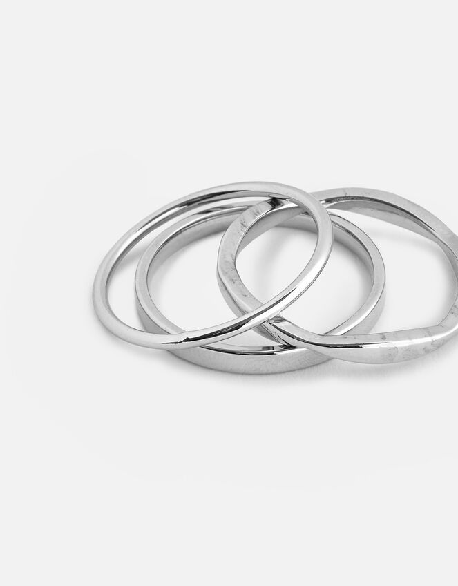 Platinum-Plated Band Stacking Rings, Silver (SILVER), large