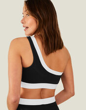 Textured One Shoulder Bikini Top, Black (BLACK), large