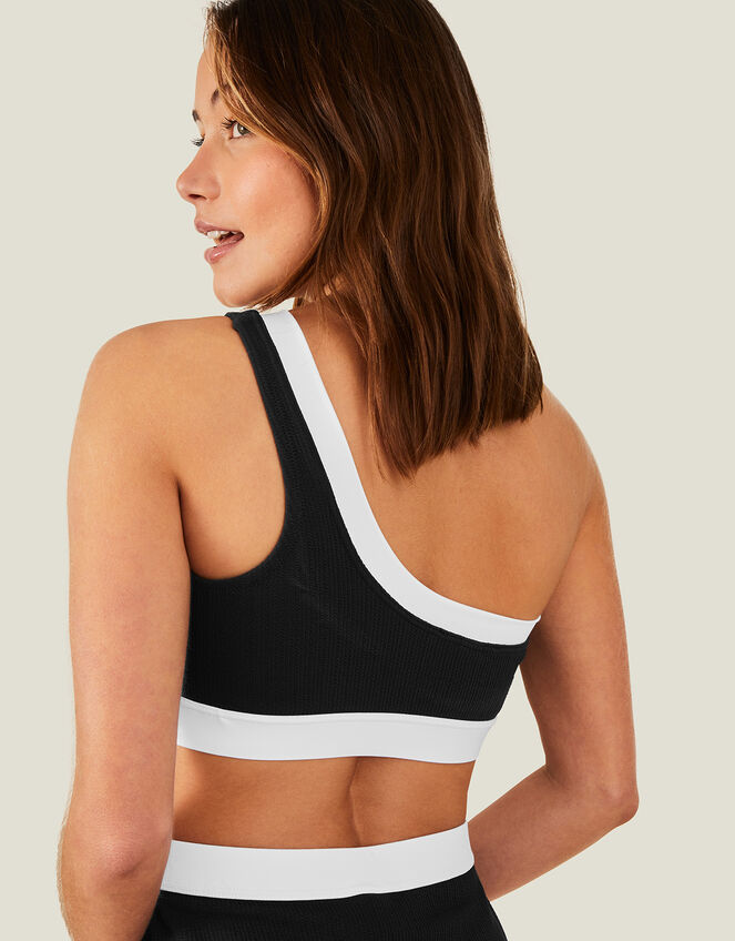Textured One Shoulder Bikini Top, Black (BLACK), large