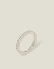 Sterling Silver-Plated Diamanté Band Ring, Silver (ST SILVER), large