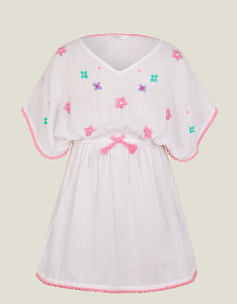 Floral Embroidered Kaftan, White (WHITE), large